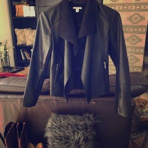 Black faux leather blazer/ jacket dress up or down